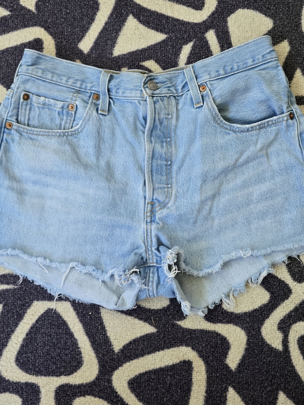 Levi's 501 Classic Light Blue Frayed Denim Cutoff Shorts
